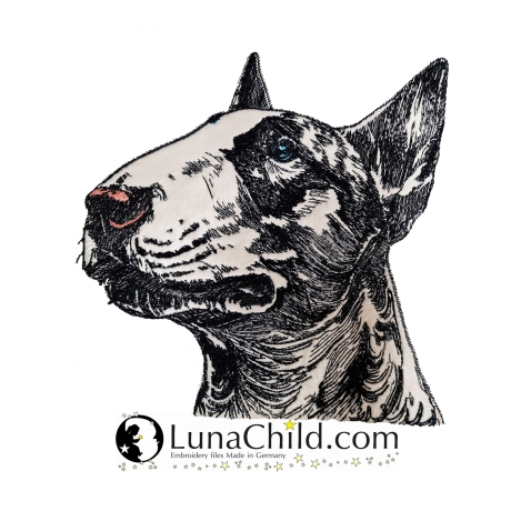 NEU Stickdatei Applikation Bullterrier Chiquita