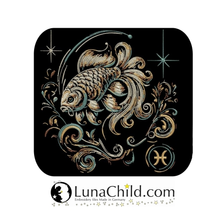 Neu Stickdatei Sternzeichen Fisch LunaChild Zodiak