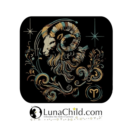 Neu Stickdatei Sternzeichen Widder LunaChild Zodiak
