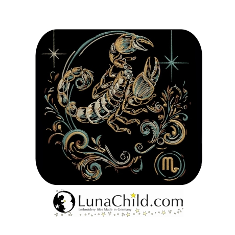 Neu Stickdatei Sternzeichen Skorpion LunaChild Zodiak