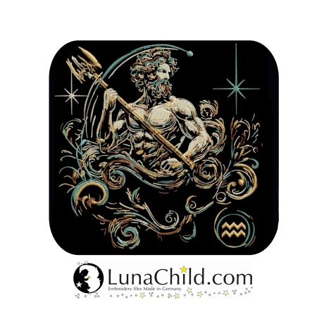 Neu Stickdatei Sternzeichen Wassermann LunaChild Zodiak