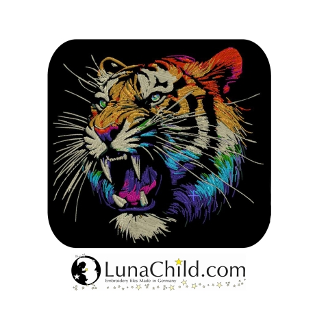 Neu AUFWENDIGE Stickdatei Tiger Ervin Lunachild