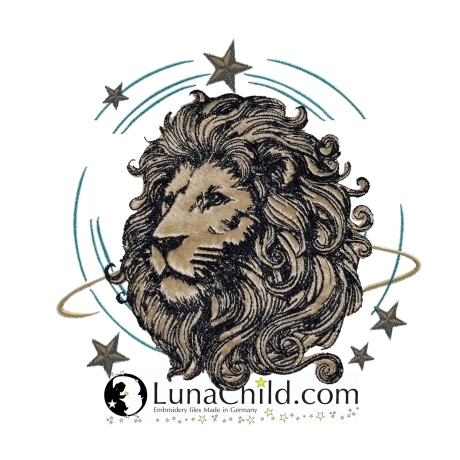 Neu Applikation Stickdatei Sternzeichen Löwe Lunachild