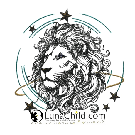 Neu Stickdatei Sternzeichen Löwe realistisch Lunachild