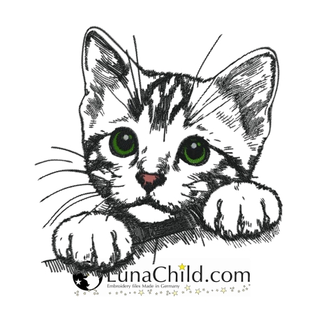 NEU Stickdatei Katze Kitten getigert Zora realistisch