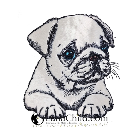 NEU Applikation Stickdatei Mops Welpe Daisy Hund 