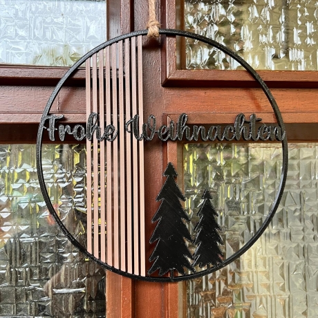 Moderner Türkranz Weihnachten – 3D-Druck mit „Frohe Weihnachten“