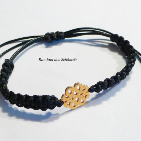 Armband schwarz Rosette Makramee handmade Flechtarmband