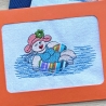 Badefrau mit Schwimmreifen Stickdatei mit Applikation