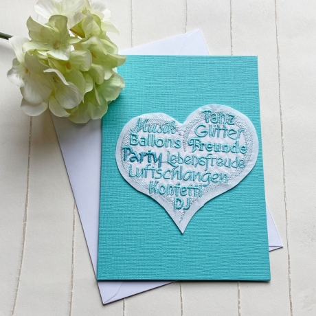 Partyherz 3x Stickdatei Wortwolke Herz Party stickdirwas