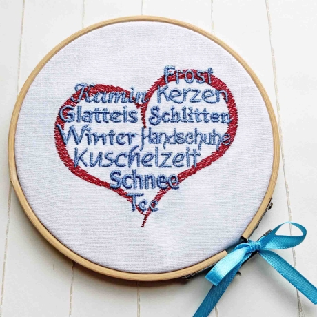 Winterherz 3x Stickdatei Wortwolke Herz Winter stickdirwas