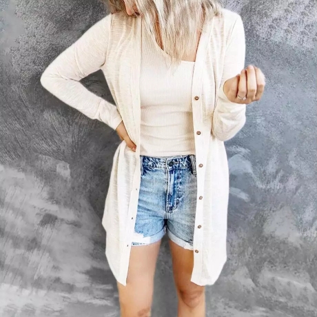 Damen-Sommer-Cardigan/Longshirt, weiss, Größe M, neu