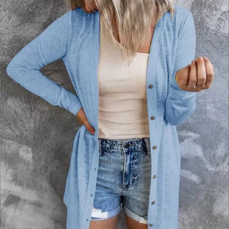 Damen-Sommer-Cardigan/Longshirt, hellblau, Größe M, neu