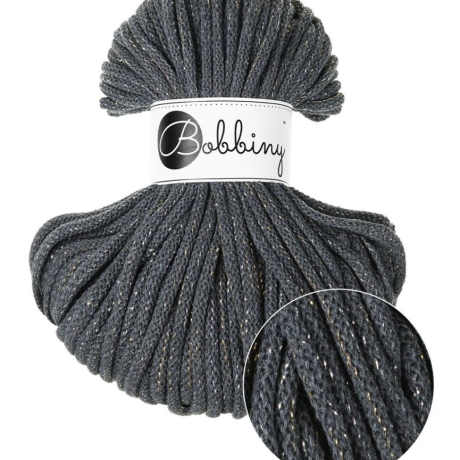Bobbiny Flechtkordel Premium 5mm 100m Farbe shiny charcoal