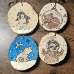 Weihnachtsanhänger Holz 4er Set – handgebrannt |Geschenkidee Weihnachtsanhänger Holz 4er Set – handgebrannt |Geschenkidee
