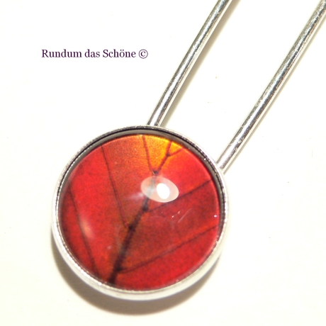 Schalnadel Brosche Ponchonadel HERBSTBLATT Cabochon Tuchnadel