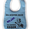 Baby Lätzchen farbiger Saum ICH SCHREIE NICHT bedruckt mit Namen