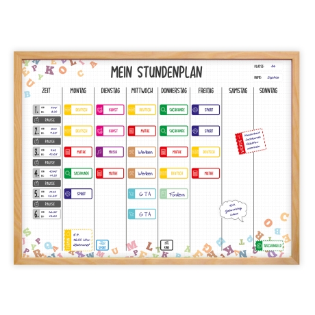 magnetischer Stundenplan kariert mit 90 Magneten