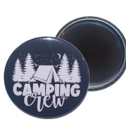 Taschenspiegel 59 mm Metall Spruch Camping Crew Wohnmobil
