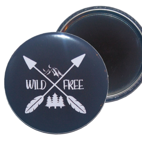 Taschenspiegel 59 mm Metall Spruch Camping Crew Wohnmobil