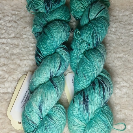 Sockenwolle, handgefärbte Wolle, Sockenwolle mit Glitzer, Glitzer