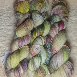 Sockenwolle, handgefärbte Wolle, Sockenwolle mit Glitzer, Glitzer