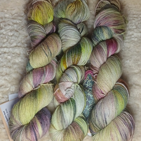 Sockenwolle, handgefärbte Wolle, Sockenwolle mit Glitzer, Glitzer