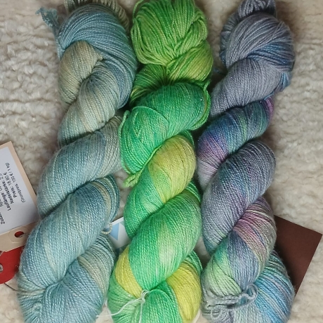 Sockenwolle, handgefärbte Wolle, Sockenwolle mit Glitzer, Glitzer