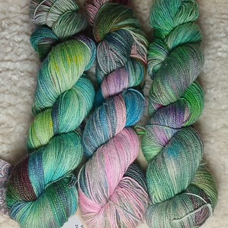 Sockenwolle, handgefärbte Wolle, Sockenwolle mit Glitzer, Glitzer