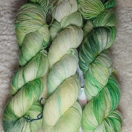 Sockenwolle, handgefärbte Wolle, Sockenwolle mit Glitzer, Glitzer