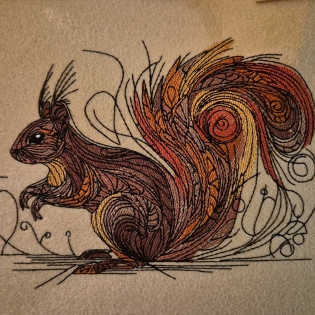 Eichhörnchen mit Geschnörkel - 16.90 x 12.76 cm