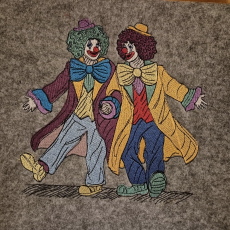 Clown Kumpel gehen feiern - Größe 13,8 x 13,8 cm
