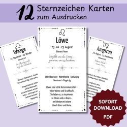 Sternzeichen Kärtchen PDF – Vorlage zum Ausdrucken