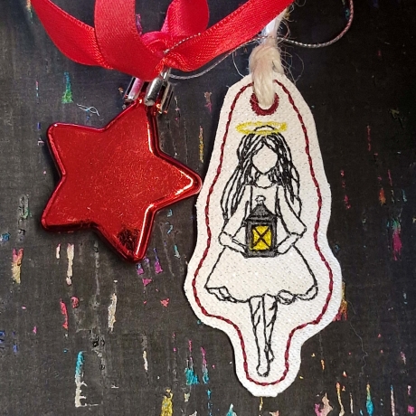 ITH-Geschenk-Anhänger Kontur | Mädchen-Laterne | 3.13 x 7.05 cm