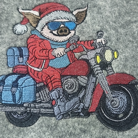 Vollstickdatei - Biker Santa  - 13.97 x 13.45 cm