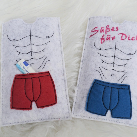 Stickdatei Schokohülle Bauchmuskeln mit Shorts