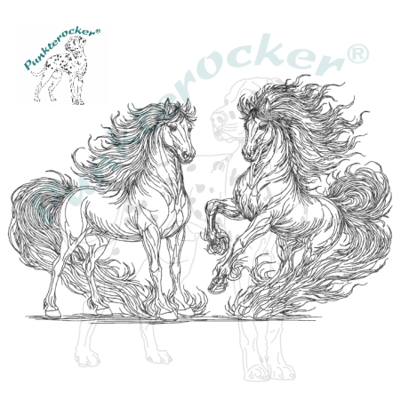 Feuerpferde 01 & 02 | Kontur | 17.77 x 11.55 cm