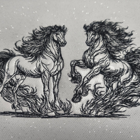 Feuerpferde 01 & 02 | Kontur | 17.77 x 11.55 cm