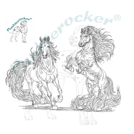 Feuerpferde 03 & 04 | Kontur | 17.13 x 12.77 cm