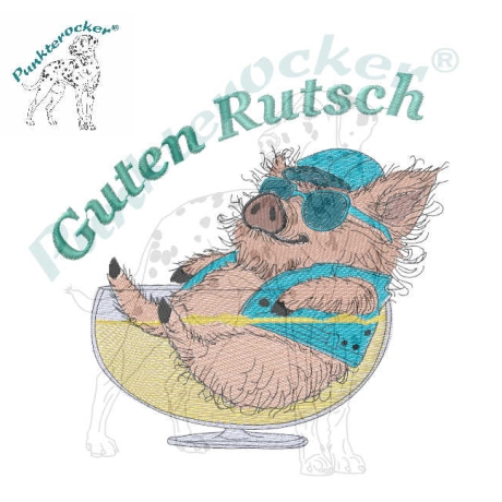 Vollstickdatei - Relax-Rudi Guten Rutsch  - 15.26 x 14.50 cm