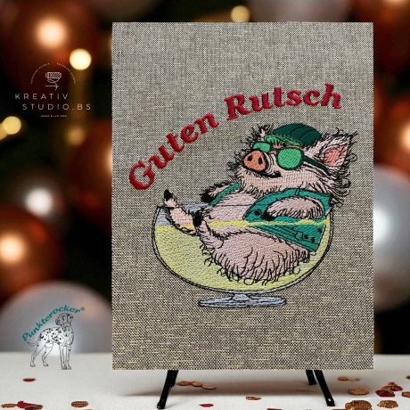 Vollstickdatei - Relax-Rudi Guten Rutsch  - 15.26 x 14.50 cm