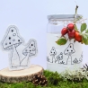 Stickdatei Pilze Herbst Redwork SET 9erlei mit ITH Untersetzer