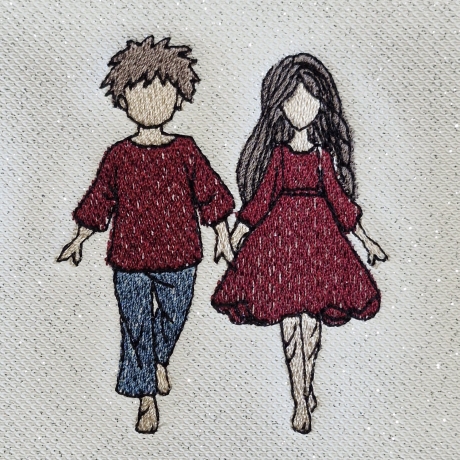  VS | Junge und Mädchen - Hand in Hand | 6.14 x 7.29 cm