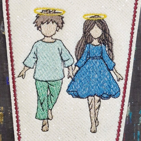  VS | Junge und Mädchen - Hand in Hand | 6.14 x 7.29 cm