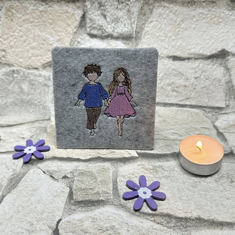  VS | Junge und Mädchen - Hand in Hand | 6.14 x 7.29 cm