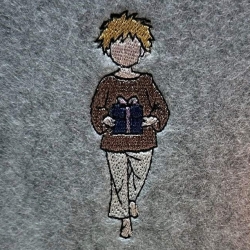  VS | kleiner Junge mit Paket | 2.49 x 7.24 cm