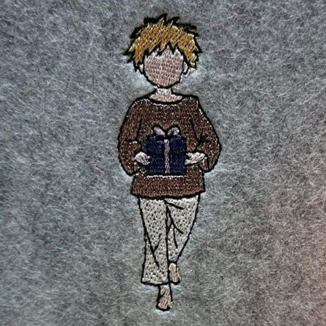  VS | kleiner Junge mit Paket | 2.49 x 7.24 cm