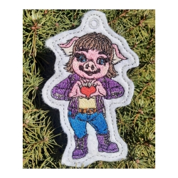 Glücksschwein Klara mit Herzgeste | Anhänger| 5.72 x 9.28 cm | VS