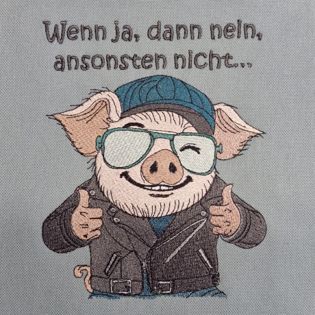 Glücksschwein Kurt mit klarer Aussage | 13.79 x 17.14 cm | VS