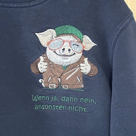 Glücksschwein Kurt mit klarer Aussage | 13.79 x 17.14 cm | VS